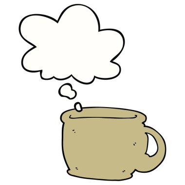 karikatür kahve fincanı ve düşünce balonu