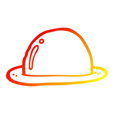 sıcak degrade çizgi çizim karikatür bowler şapka