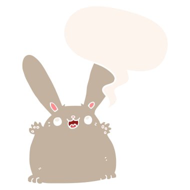 retro tarzında karikatür tavşan ve konuşma balonu