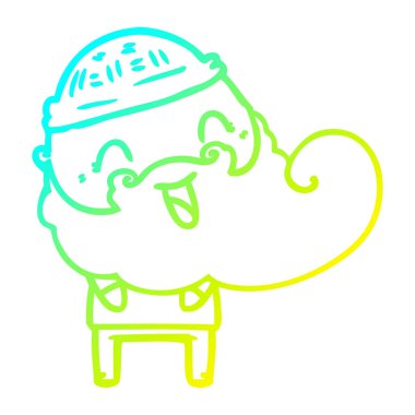 soğuk degrade çizgi çizim mutlu sakallı adam