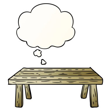 çizgi film masası ve pürüzsüz degrade tarzında düşünce balonu