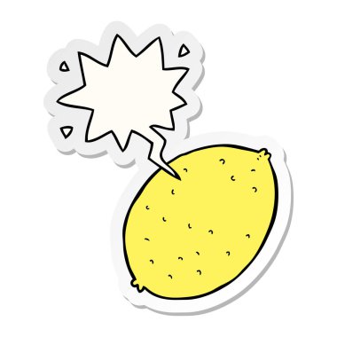 karikatür limon ve konuşma kabarcık etiket