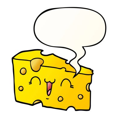 düzgün degrade tarzında karikatür peynir ve konuşma balonu
