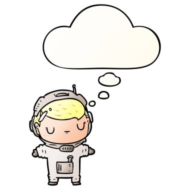 çizgi film astronot ve pürüzsüz degrade tarzında kabarcık düşünce