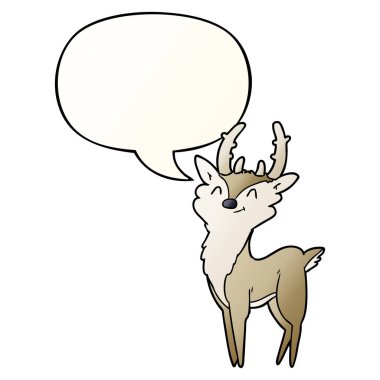 düzgün degrade tarzında karikatür mutlu geyik ve konuşma balonu