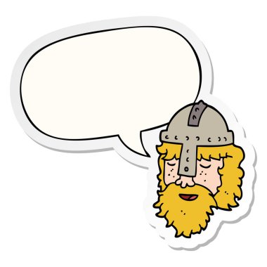 karikatür viking yüz ve konuşma kabarcık etiket