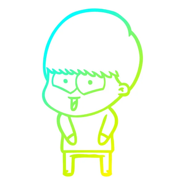 Linea gradiente freddo disegno cartone animato ragazzo felice — Vettoriale Stock