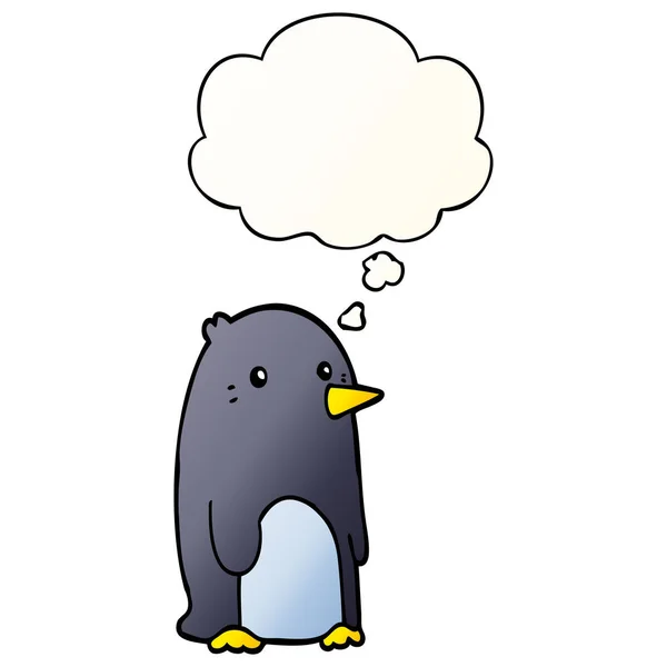 Rajzfilm pingvin és a gondolat buborék sima gradiens stílusban — Stock Vector