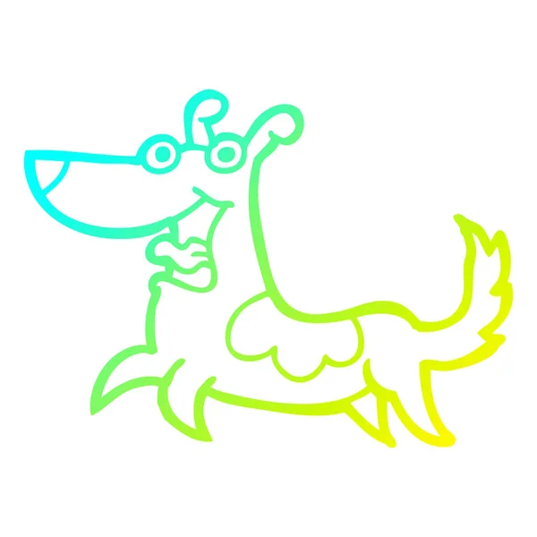 Studená přechodová linie kreslení šťastný pes kreslený — Stockový vektor