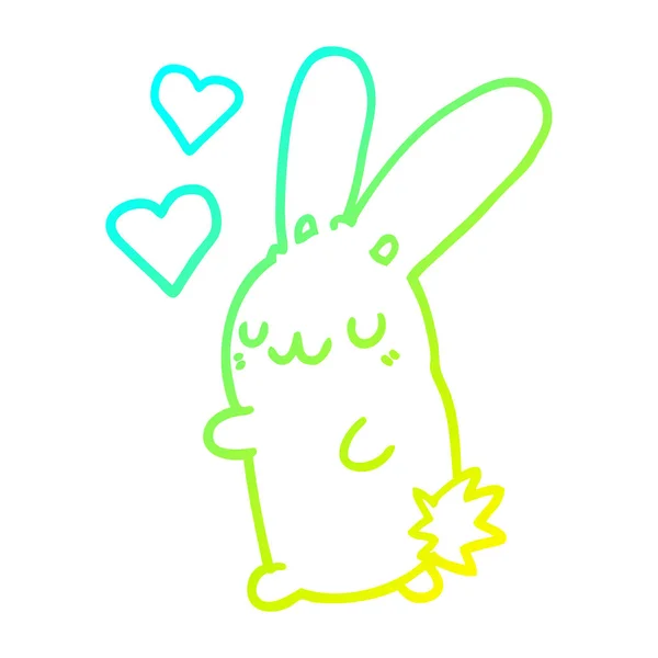 Kalte Gradientenlinie Zeichnung Cartoon-Kaninchen verliebt — Stockvektor