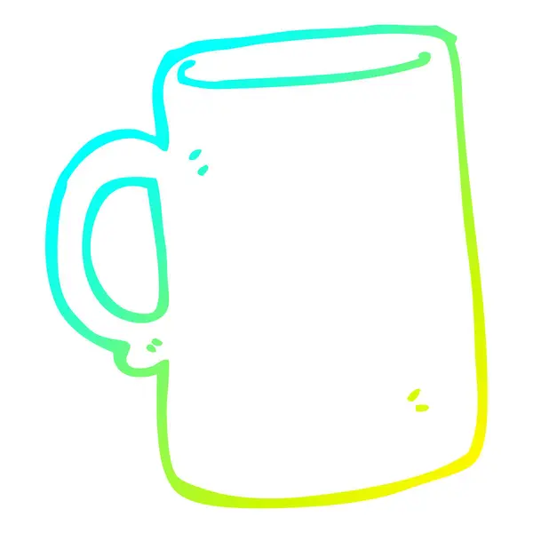 Línea de gradiente frío dibujo taza de dibujos animados — Vector de stock