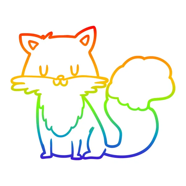 Rainbow gradient line drawing cartoon fox — Stock Vector