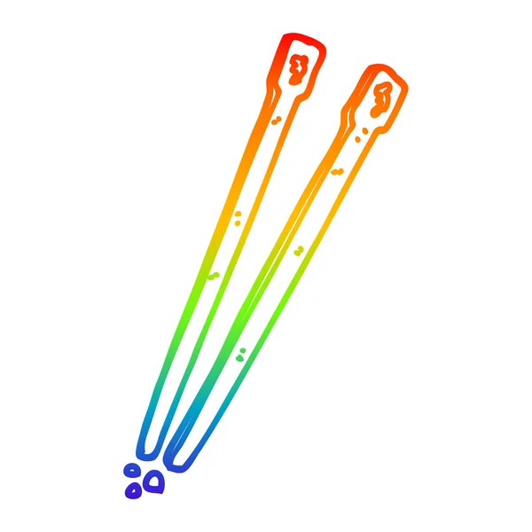 Arco iris gradiente línea dibujo dibujos animados chuletas — Vector de stock