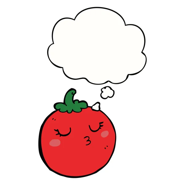Cartoon-Tomate und Gedankenblase — Stockvektor