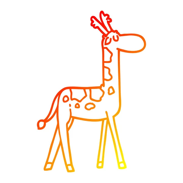 Теплая градиентная линия рисунок мультфильма смешной жираф — стоковый вектор