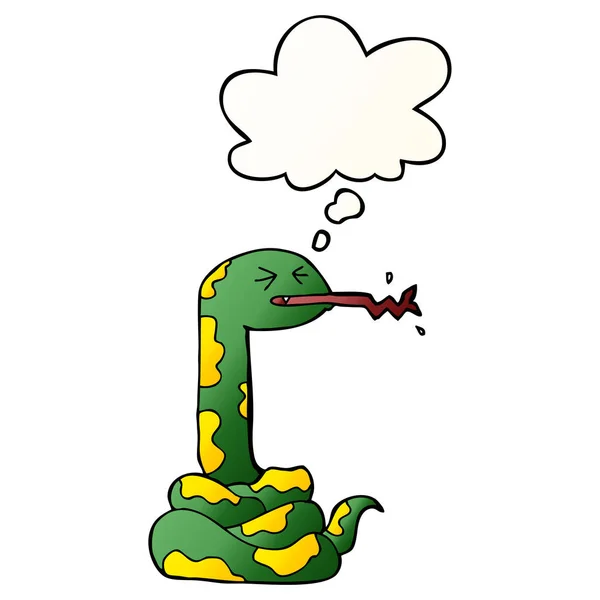 Kartun mendesis ular dan berpikir gelembung dalam gradien halus styl - Stok Vektor