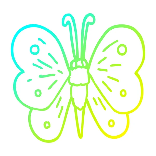 Koude gradiënt lijntekening cartoon Butterfly — Stockvector