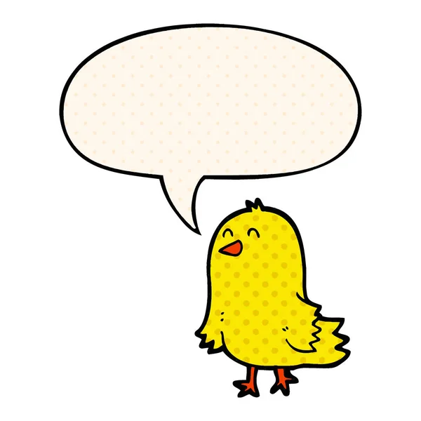Tecknad fågel och pratbubbla i serietidningsstil — Stock vektor