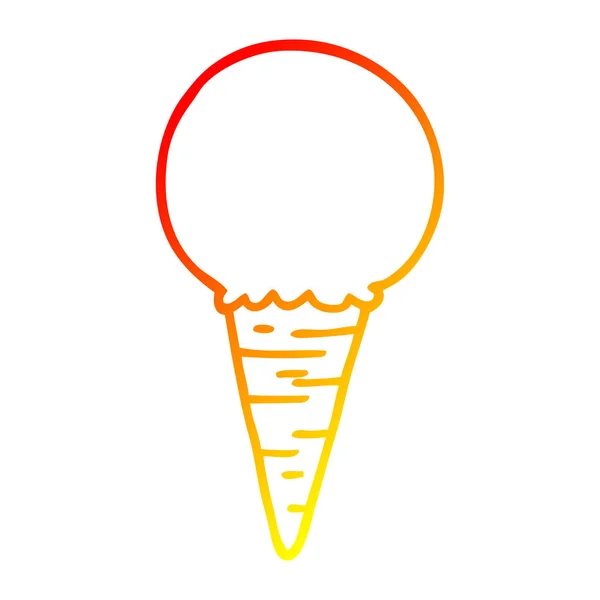 暖梯度线绘制卡通冰淇淋圆锥 — 图库矢量图片