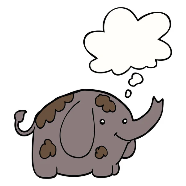 Elefante del fumetto e bolla di pensiero — Vettoriale Stock