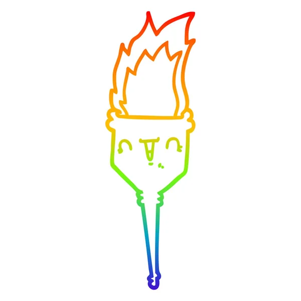 Rainbow gradient ligne dessin dessin dessin animé calice flamboyant — Image vectorielle