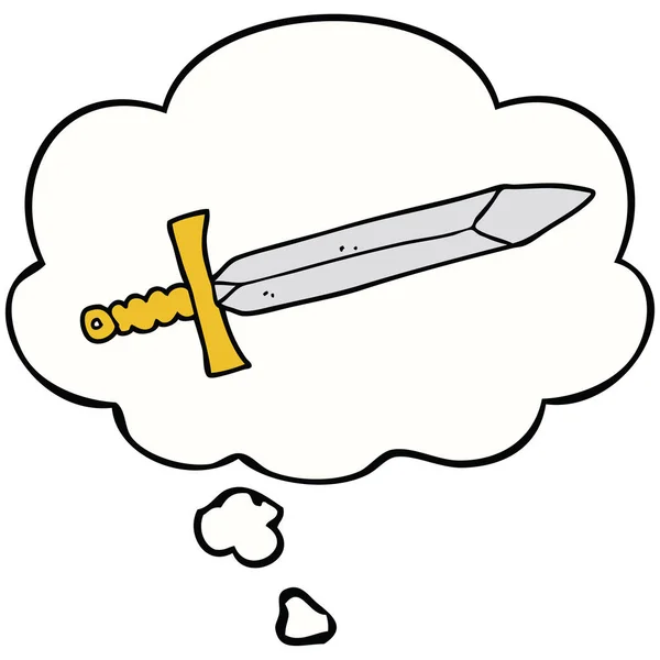Kreslený meč a myšlenková bublina — Stockový vektor