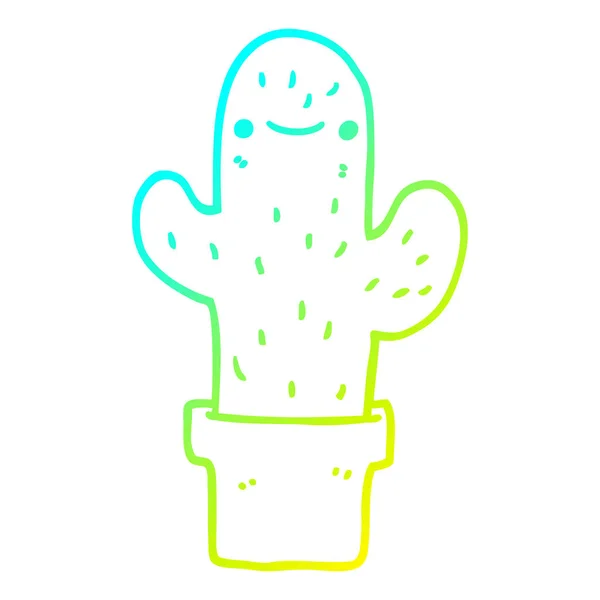 Koude gradiënt lijntekening cartoon cactus — Stockvector