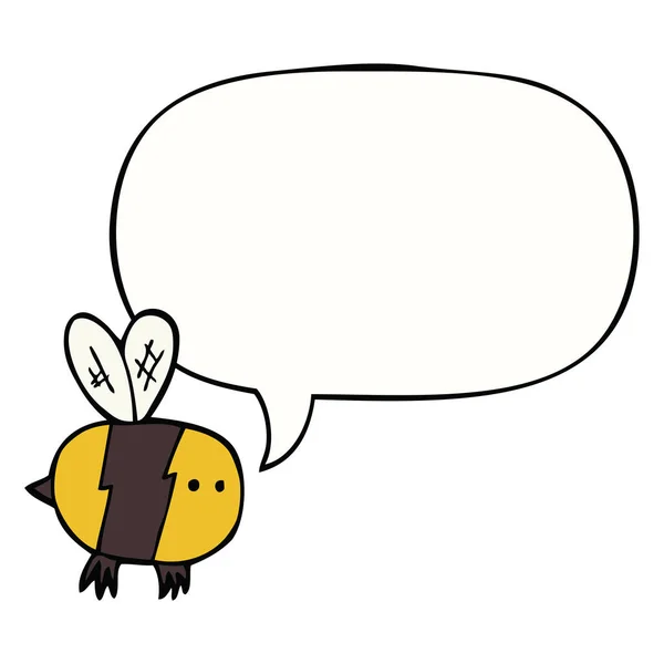 Мультяшная пчела и речевой пузырь — стоковый вектор
