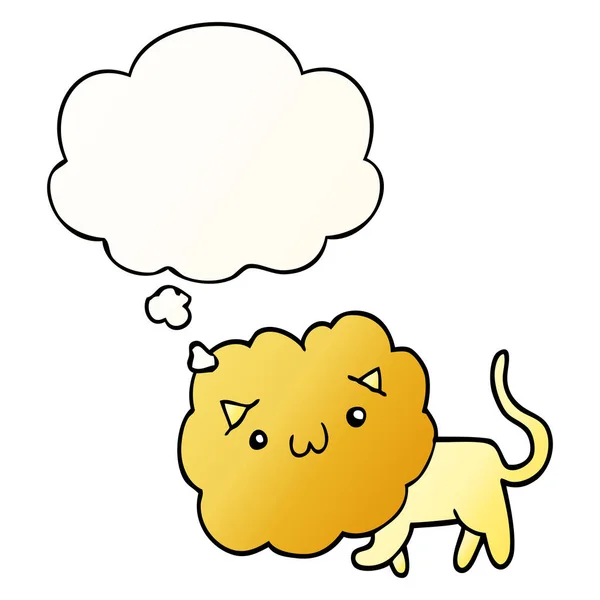 Karikatür aslan ve pürüzsüz degrade tarzında düşünce balonu — Stok Vektör