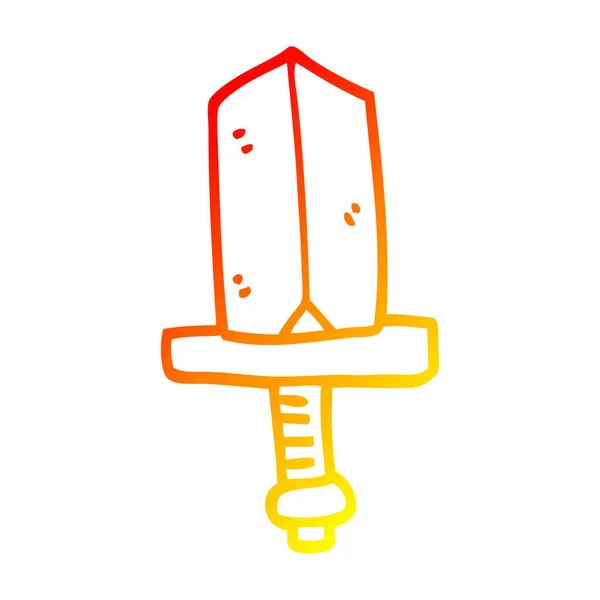 Warme kleurovergang lijntekening cartoon Jeweled Dagger — Stockvector