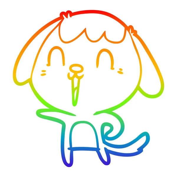 Regenboog gradiënt lijntekening cute cartoon hond — Stockvector