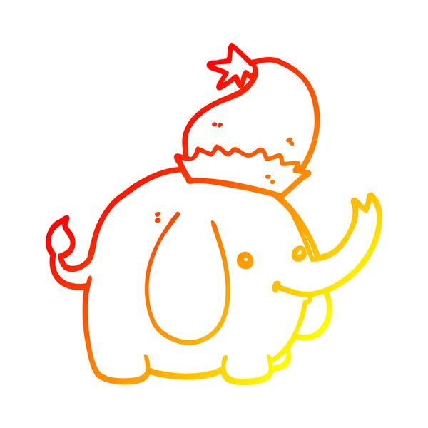 Linha gradiente quente desenho bonito desenho animado elefante de Natal —  Vetores de Stock