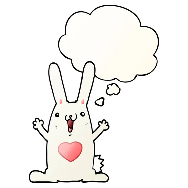 漫画のウサギの愛と思考の泡は、滑らかなグラデーションのスタイで — ストックベクタ