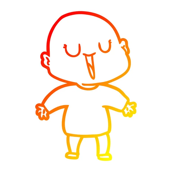 Sıcak degrade çizgi çizim mutlu karikatür kel adam — Stok Vektör