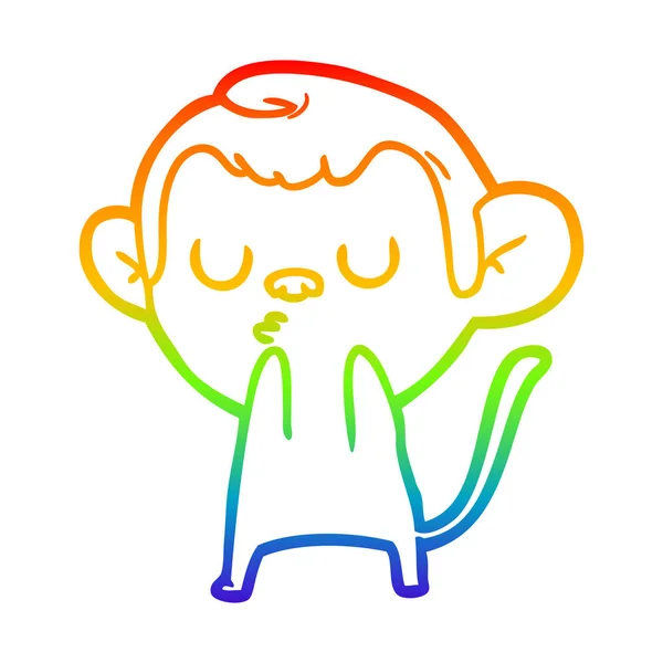 Regenboog gradiënt lijntekening cartoon Monkey — Stockvector