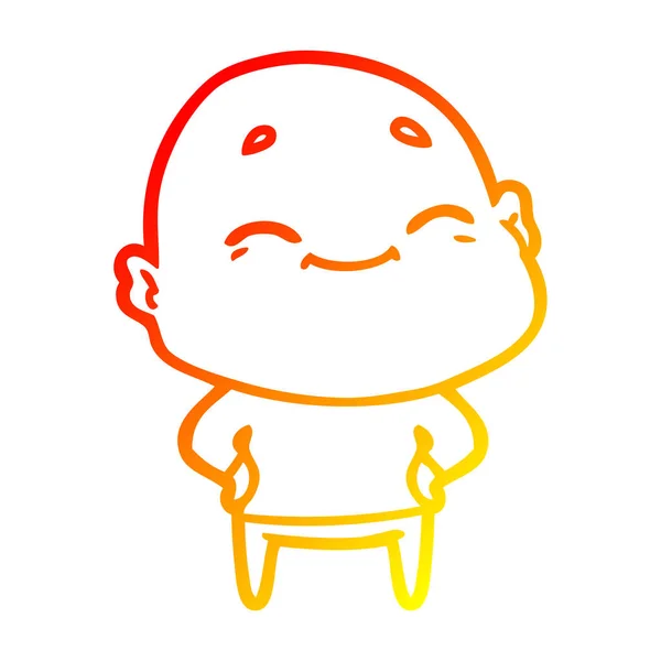 Sıcak degrade çizgi çizim karikatür mutlu kel adam — Stok Vektör