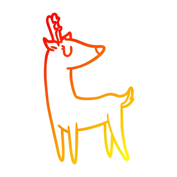 Ciepły gradient kreskówka linia rysunek jelenia — Wektor stockowy