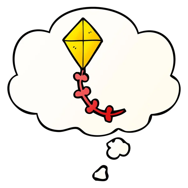 Cartoon kite i myśli bańka w gładkim stylu gradientu — Wektor stockowy