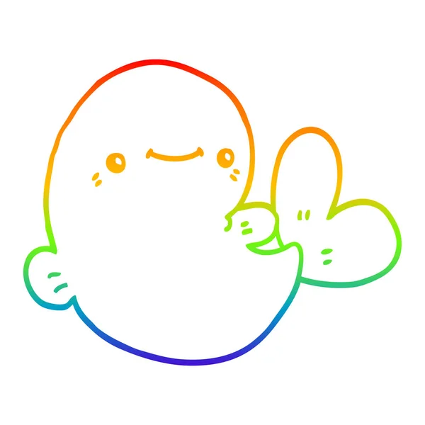 Linea gradiente arcobaleno disegno balena cartone animato — Vettoriale Stock