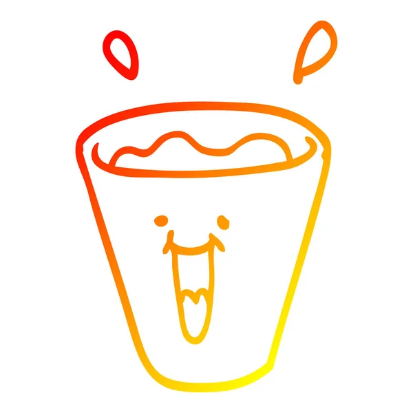 Línea de gradiente caliente dibujo dibujos animados bebidas felices — Vector de stock
