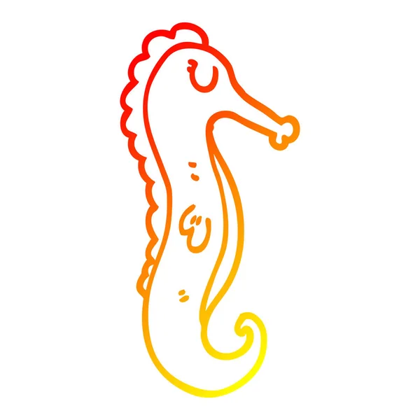 Linea gradiente caldo disegno cartone animato cavallo di mare — Vettoriale Stock