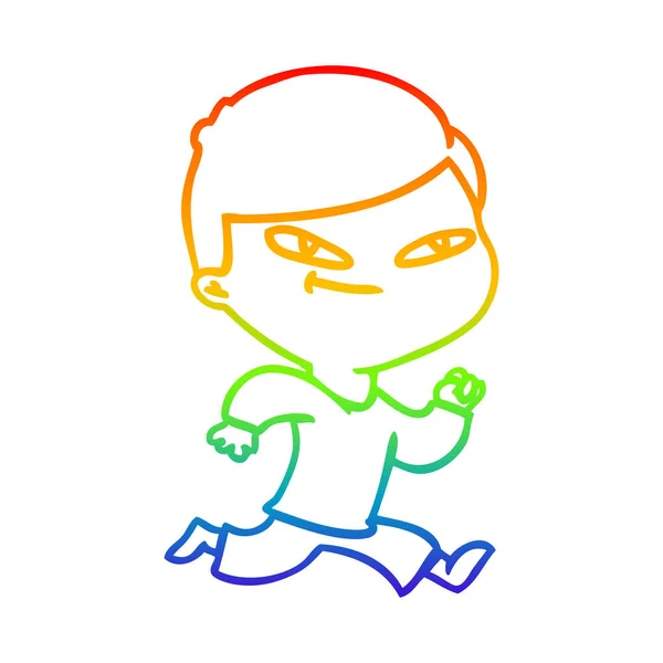 Arco iris gradiente línea dibujo dibujos animados chico — Vector de stock