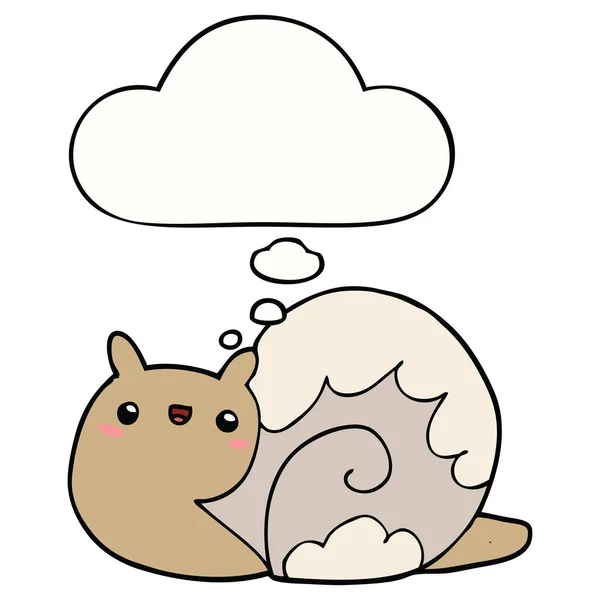 可爱的卡通蜗牛和思想泡沫 — 图库矢量图片
