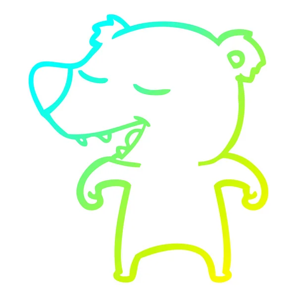 Frío gradiente línea dibujo dibujos animados oso — Vector de stock