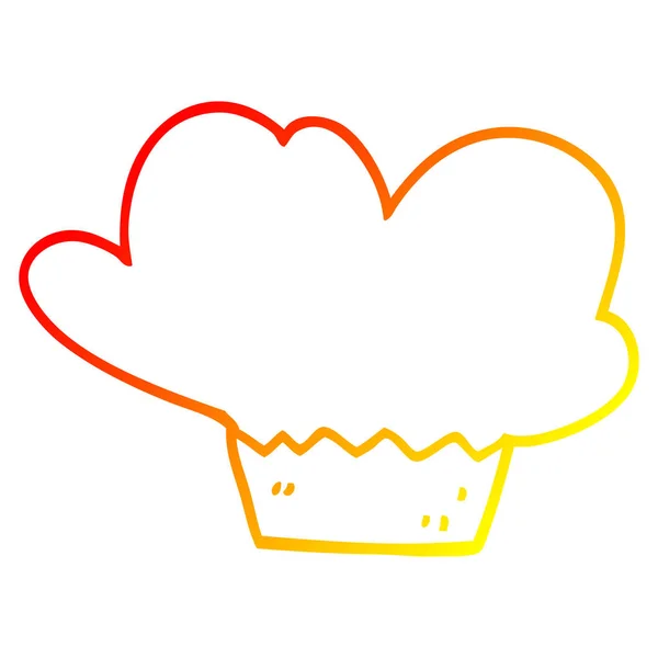 Chaud gradient ligne dessin dessin animé cupcake — Image vectorielle