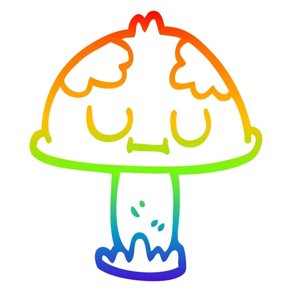 Rainbow gradient line drawing cartoon poisonous toadstool — Stock Vector