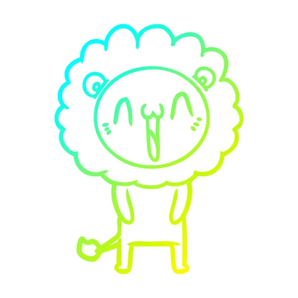 Hideg színátmenet vonal rajz boldog rajzfilm oroszlán — Stock Vector