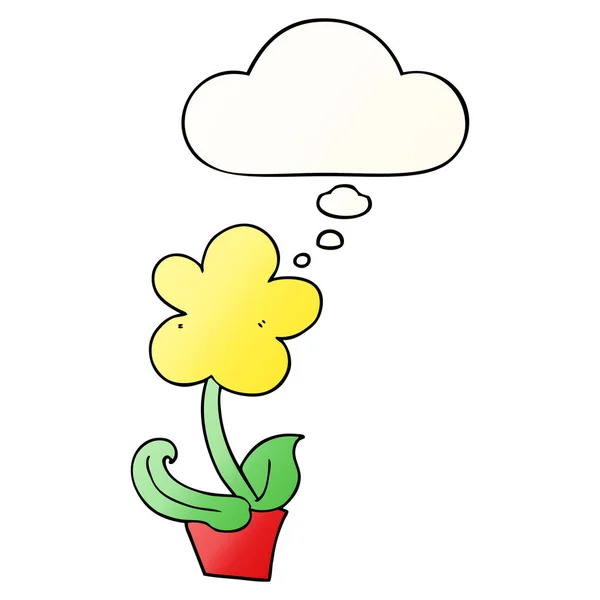 Sevimli karikatür çiçek ve pürüzsüz degrade tarzında kabarcık düşünce — Stok Vektör