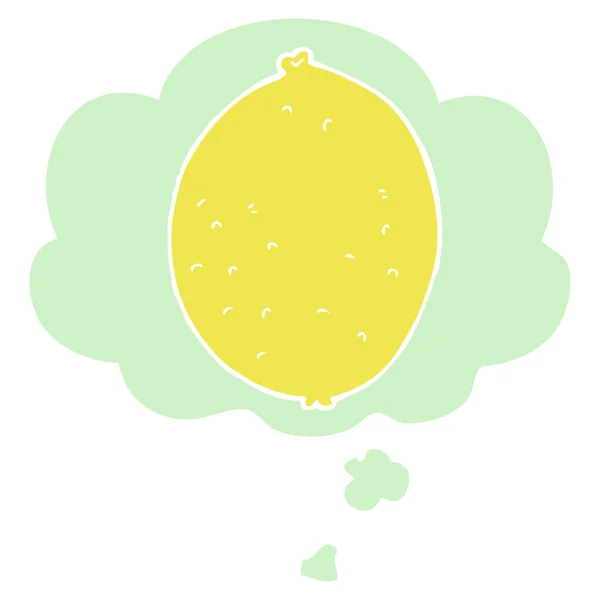 Dessin animé citron et bulle de pensée dans un style rétro — Image vectorielle