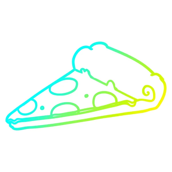 Línea de gradiente frío dibujo rebanada de pizza — Vector de stock